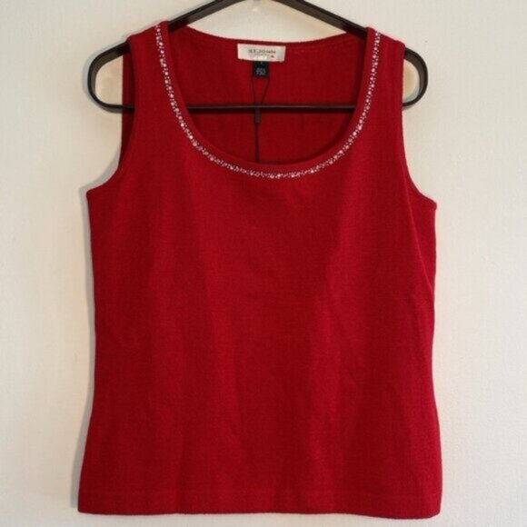 NWT St. John Evening Knit Tank Shell Womens Small Red Scoop Wool 2015 MSRP $660 - Picture 1 of 16